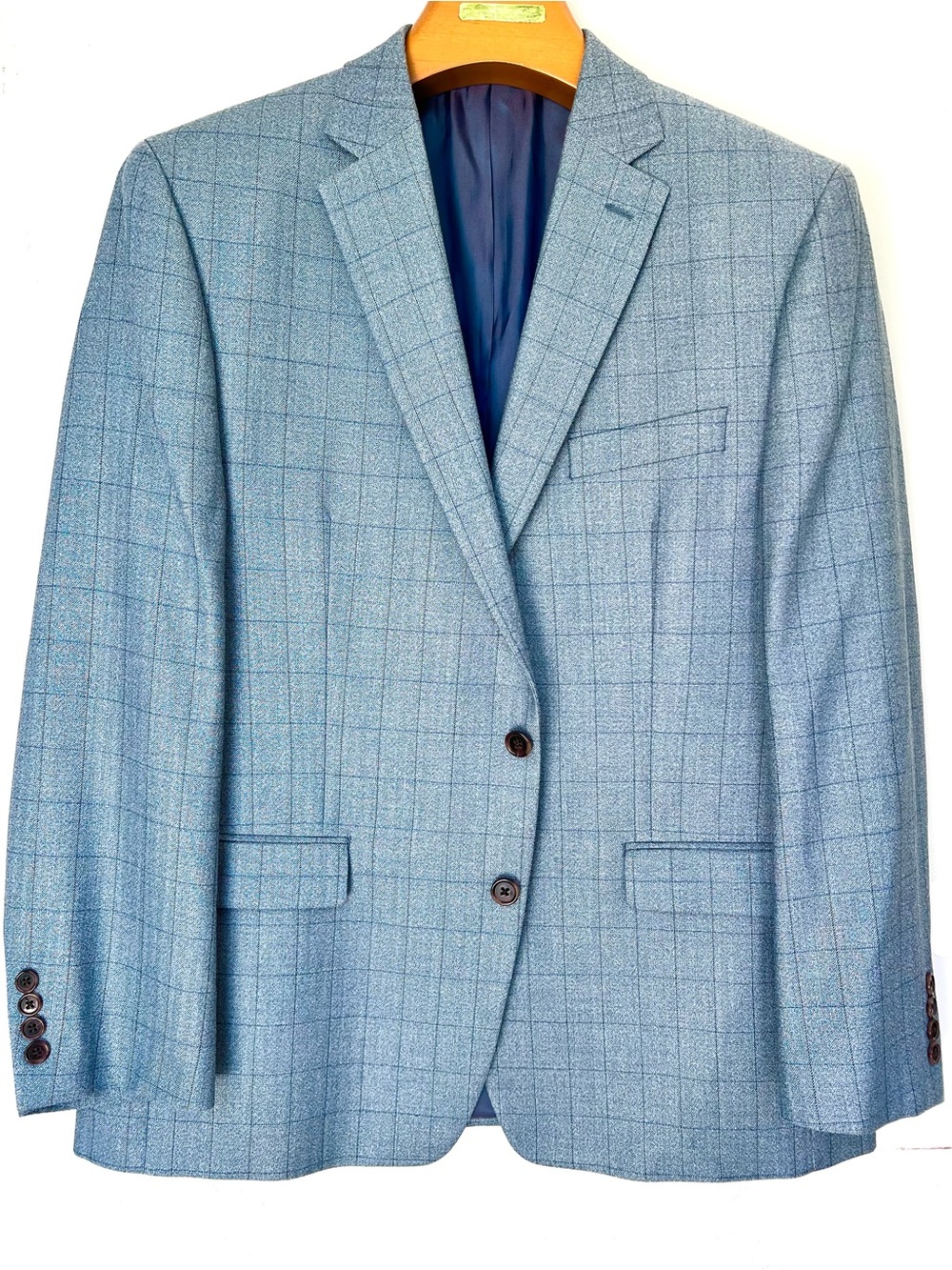 NWOT. Silk&Wool Lauren Ralph Lauren Blue Gray Windowpane Men's Blazer
